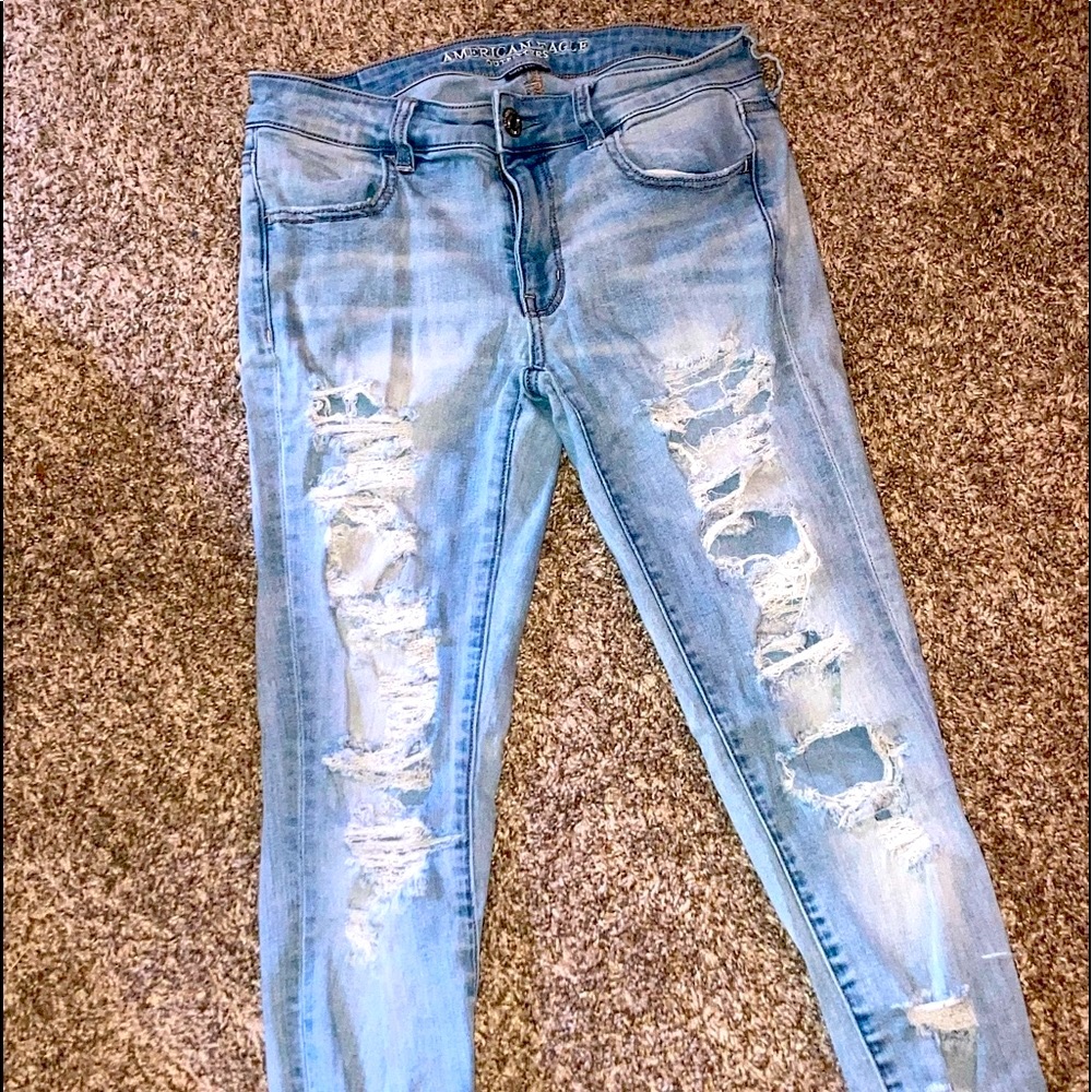 American Eagle Outfitters Womens Ripped Jeans Super Stretch